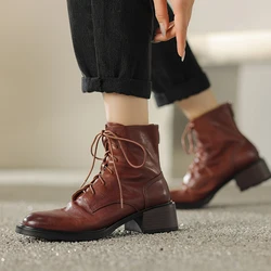 2024 jesienne/buty damskie zimowe okrągłe noski Chelsea Boots oryginalne skórzane buty dla kobiet Retro botki