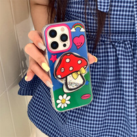 Lovely Bowknot Mushroom Stand Magnetic Phone Case For iPhone 16 Pro 15 14 Pro Max 15Pro Cover with Magsafe Holder Cute Cases