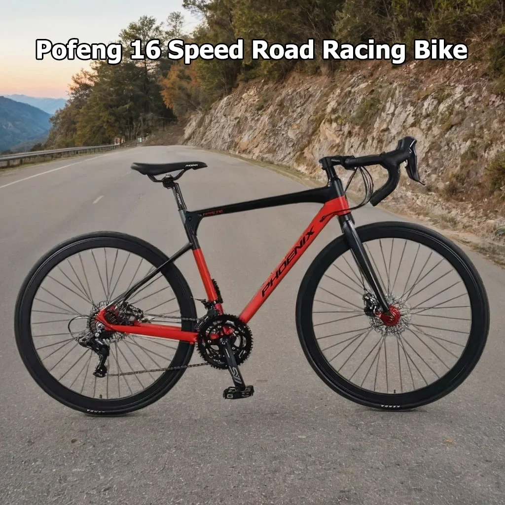 700C Road Bicycle Curved Bar Double Disc Brakes Road Racing Bike Broken Wind 16 Speed Gravel bicicleta Aluminum Alloy Cycling