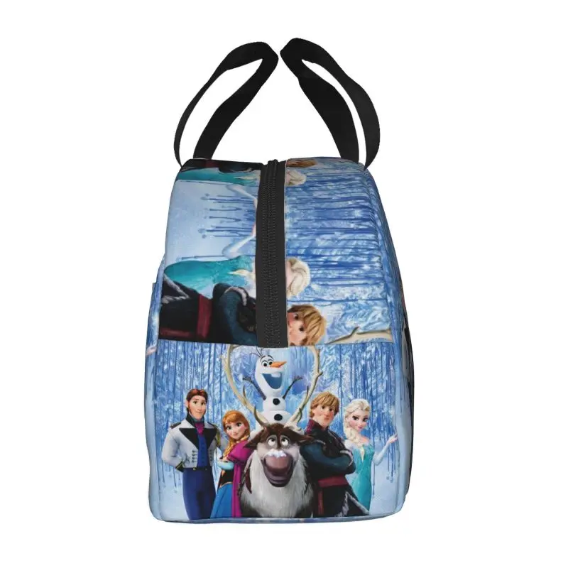 Custom Cartoon Frozen Princess Lunch Bag Waterproof Thermal Cooler Insulated Lunch Box For Women Kids Picnic Food Tote Bags