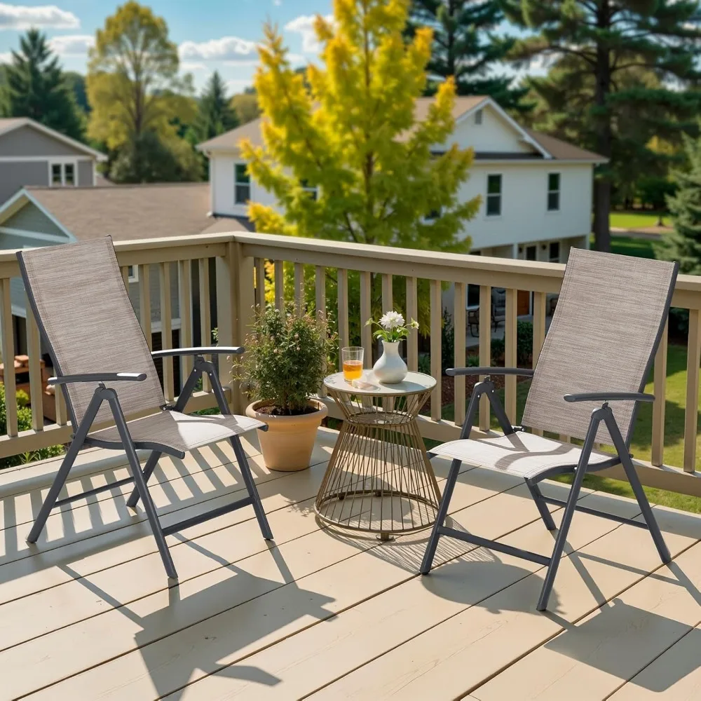 

Набор из 2 складных садовых кресел с 7-уровневой регулировкой, высокой спинкой и функцией раскладывания, для улицы, газона, бассейна, двора, на заказ