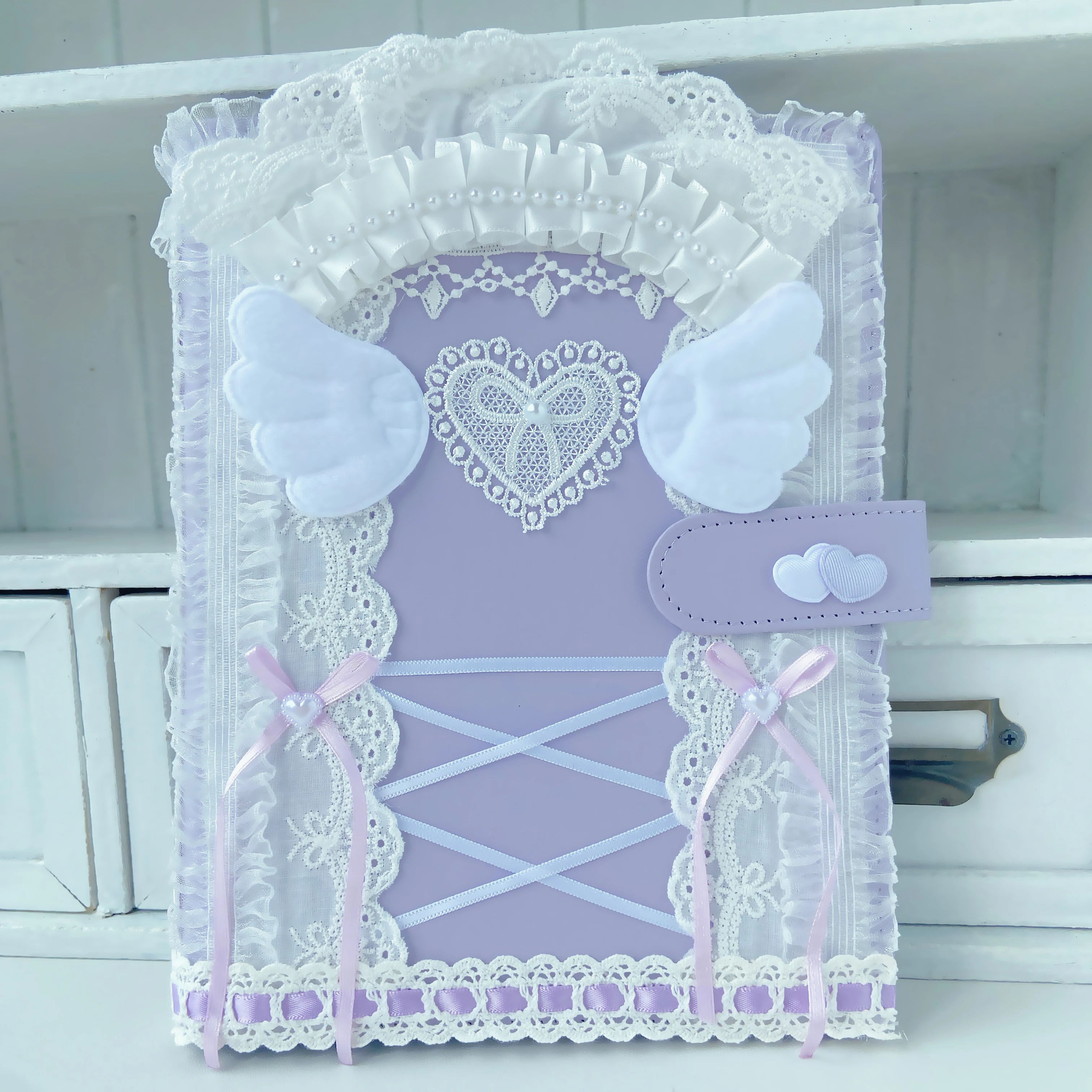 Kpop Photocard Album A5 Cover Binder Ring Orignal Design PU Cotton Lace Loose-leaf Photo Card Holder Student Cards Booklet