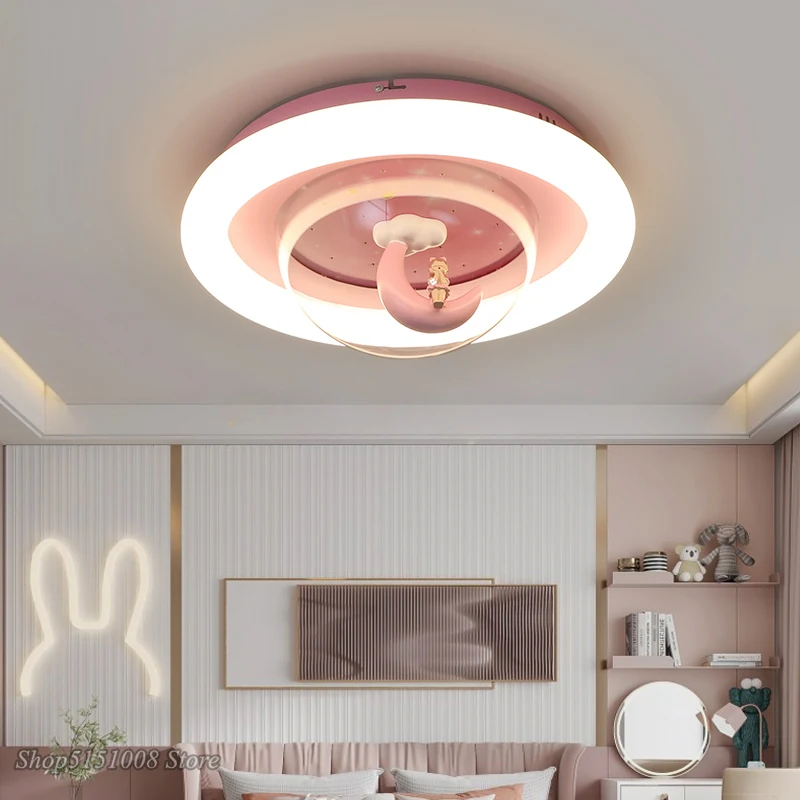 cartoon moon LED Chandelier Ceiling Lamp Home Kid Girl Child Room Children\'s Princess Bedroom Decor Modern Indoor Light Fixtures