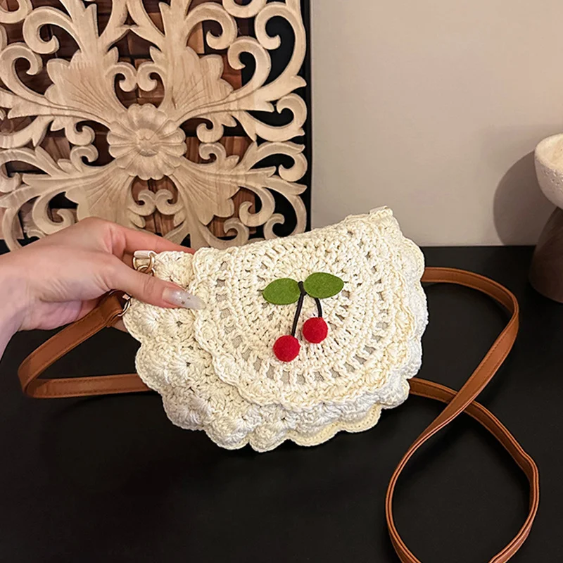 Vintage Woven Straw Handbag New Vacation Style Round Summer Beach Bag Fashion Crossbody Bag Ladies Messenger Bags