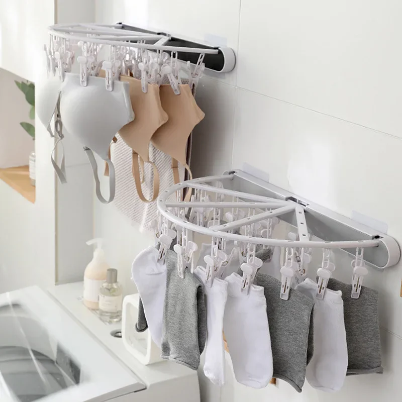 

Non punching clothes and socks rack folding clothes wall hanging socks underwear rack bathroom balcony drying storage rack