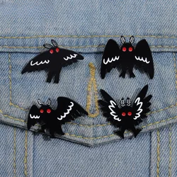Punk Gothic Animal Bat Mothman Enamel Pins Backpack Hat Clothes Jewelry Brooch Trendy Metal Lapel Pin Halloween Gift for Friends
