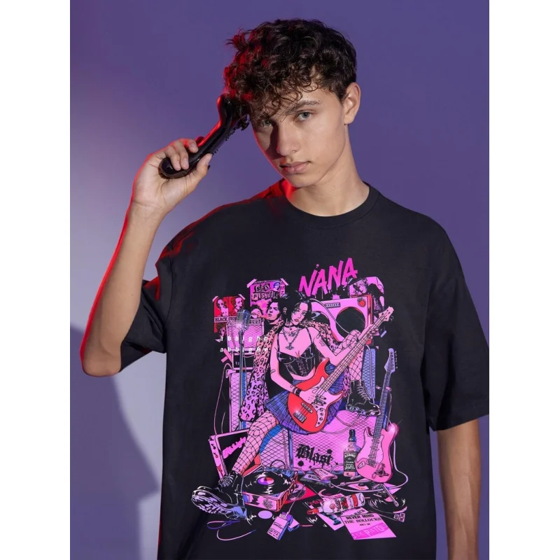 

Nana Osaki 0330 The Black Stones Punk Band Manga Gift T shirt Large size Tops Anime Girl Graphic Print Y2k Clothes Cartoon Tee