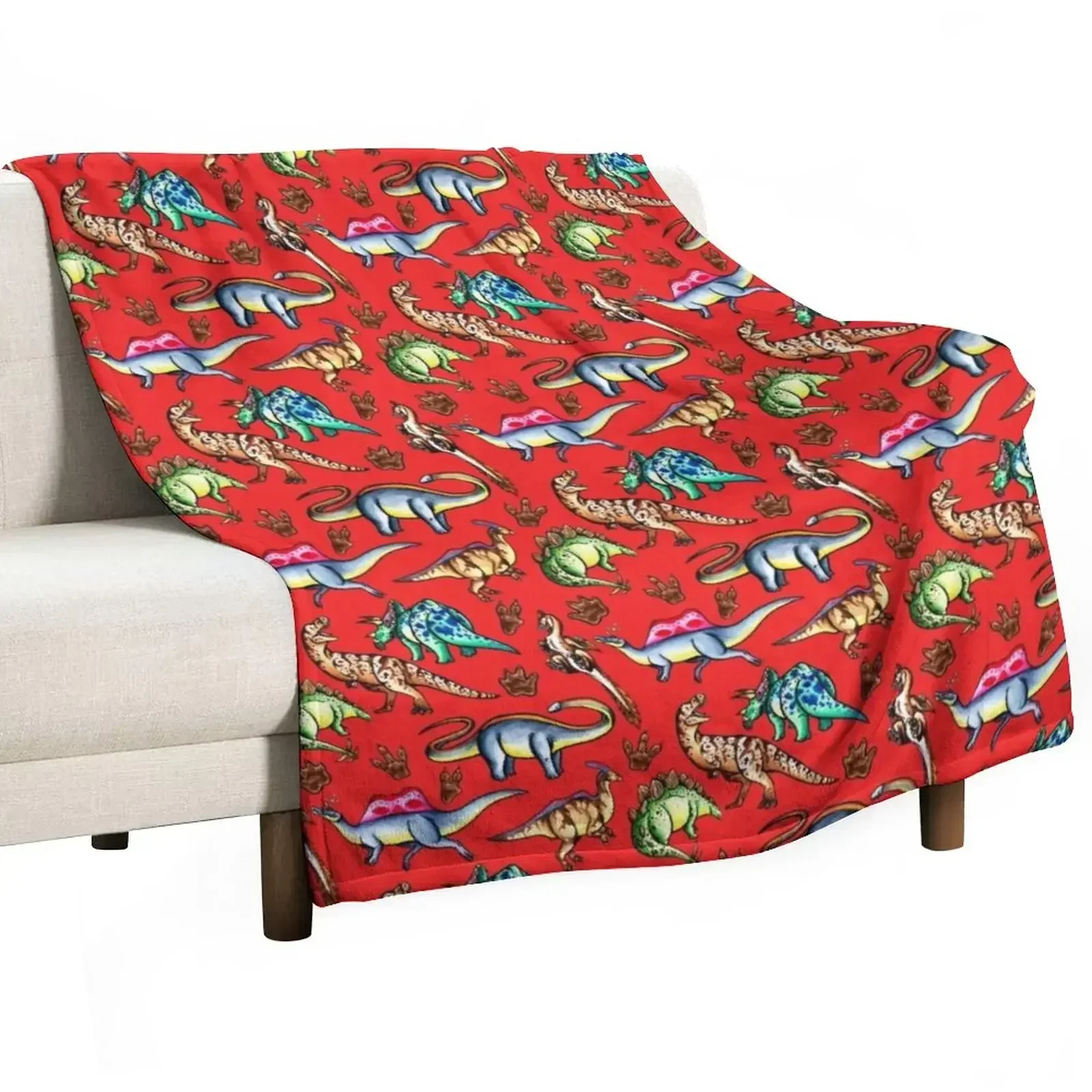 

Dinosaurs! Red Throw Blanket Warm Throw Blanket Gift for Anniversary