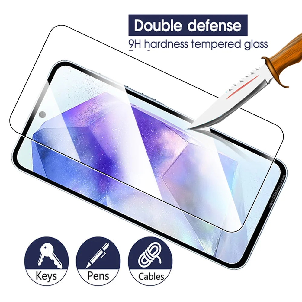 Funda de vidrio templado 2 en 1 para Samsung Galaxy A55 protectores de pantalla para Samsung A55 A 55 55A 5G 6,6 ''películas protectoras para lentes de cámara