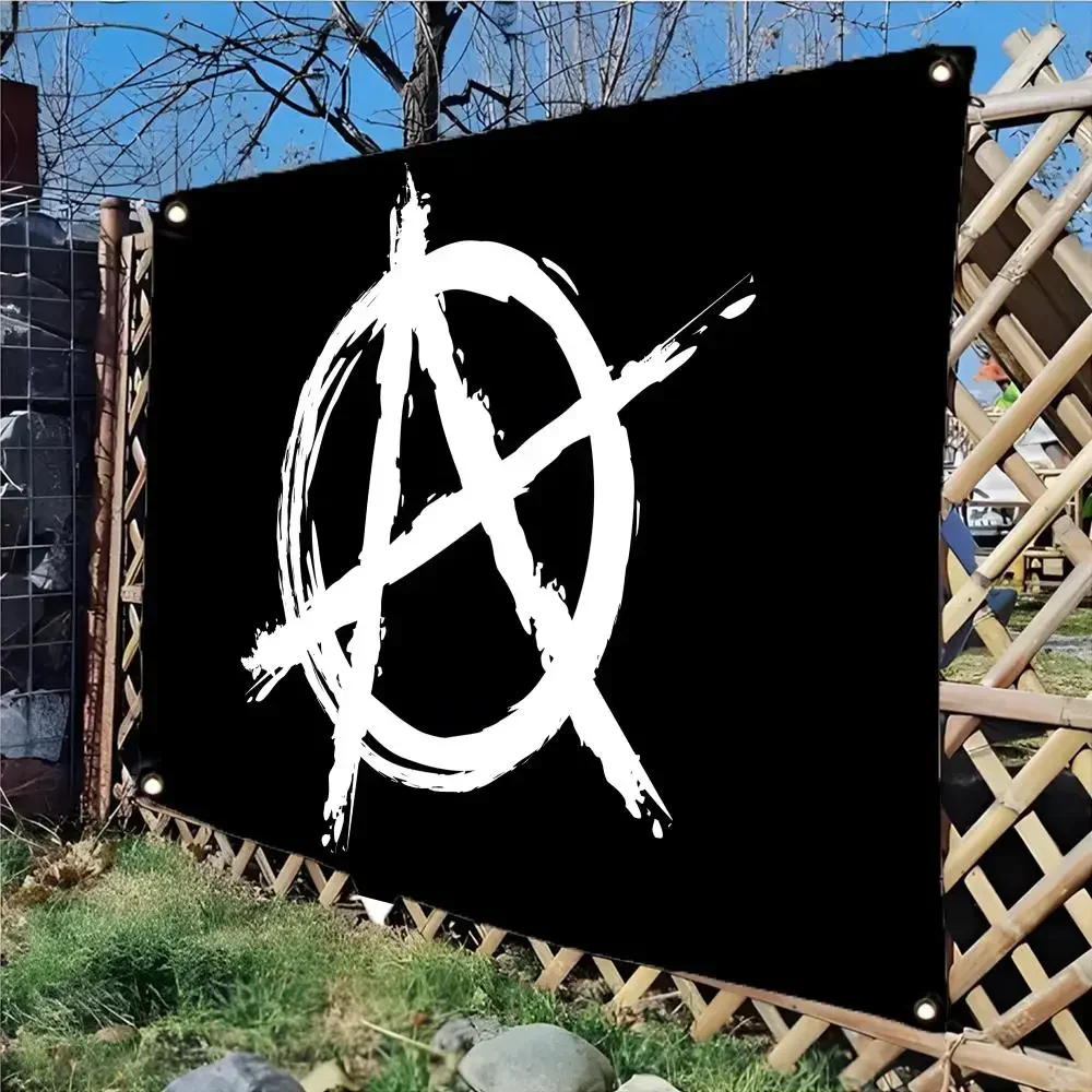 anarchist rebel symbol A-Anarchy Flags Daily four ring borderless design indoor outdoor decor easy hang install