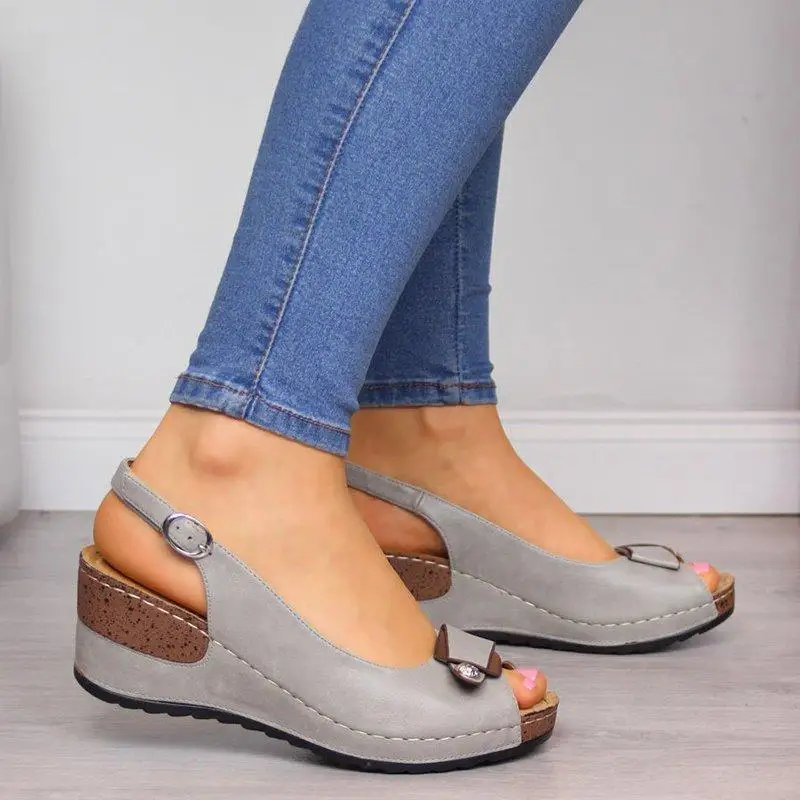 Sandalias ortopédicas para mujer, zapatillas correctoras con punta abierta, zapatos de plataforma de tacón bajo Vintage para verano, 2023