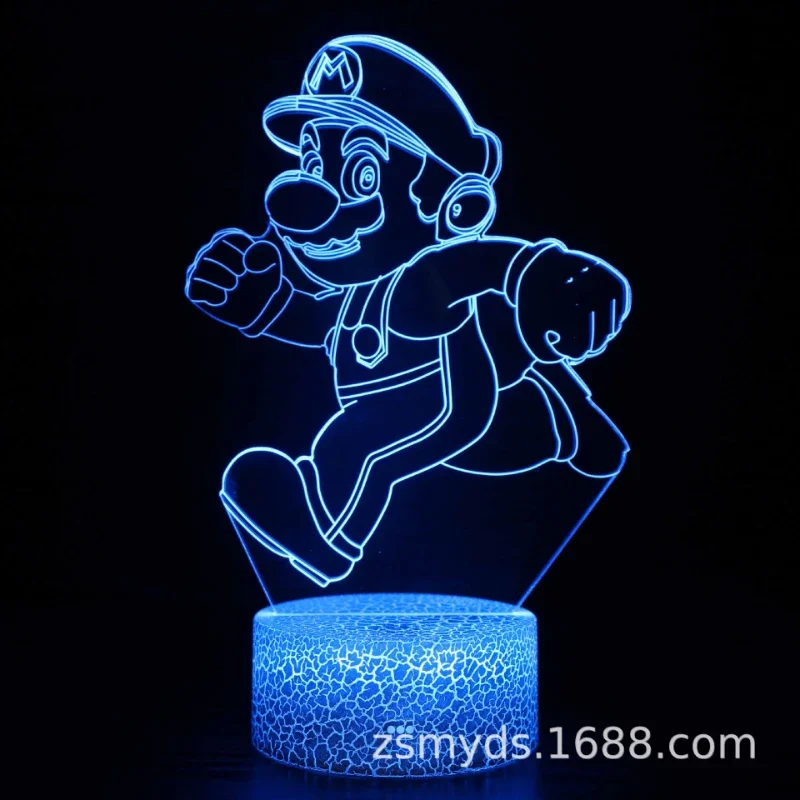 Super Mario Game Cartoon Mario Colorful Creative 3D Lamp Anime Figure LED Night Lamp Touch Table Lamp Ornaments Kids Toys Gifts