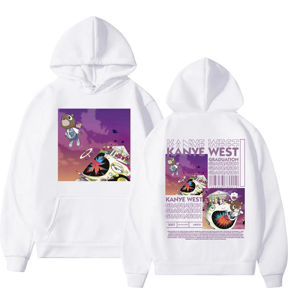 Rapper Kanye West Graduation Album Graphic Hoodie Fashion Hip Hop Oversized Pullovers Men Women Casual Long Sleeve Sweatshirts