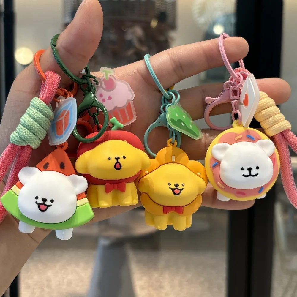 1 Pc Fruit Style 3D Dog Keychain Lovely Delicate Puppy Pendant Key Ring Cartoon Animal Bag Pendant Women Men Small Gift