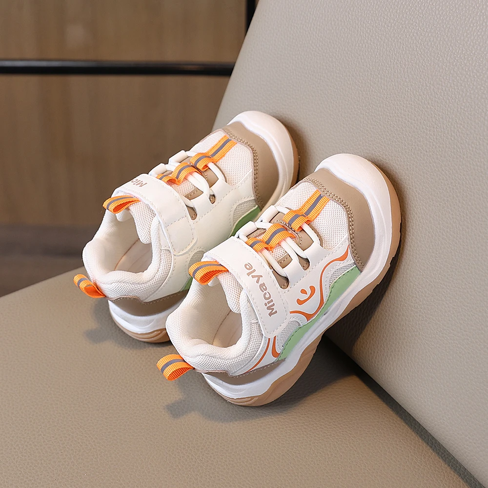 COMFY KIDS Toddler Walking Shoes Mesh Upper Hook And Loop Smiley Pattern Lightweight Boys Girls Daily Casual Sneakers