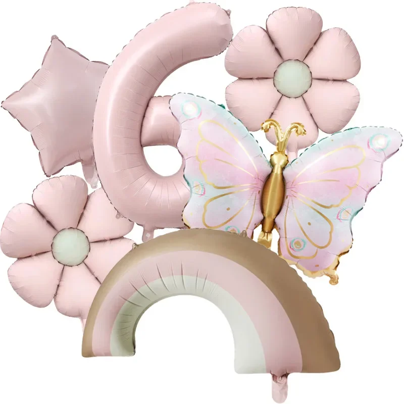 6 Stück Pastellrosa Schmetterling Aluminiumfolienballon für Mädchen Geburtstag Schmetterling Thema Hochzeit Party Dekoration Lieferungen – Detail 8