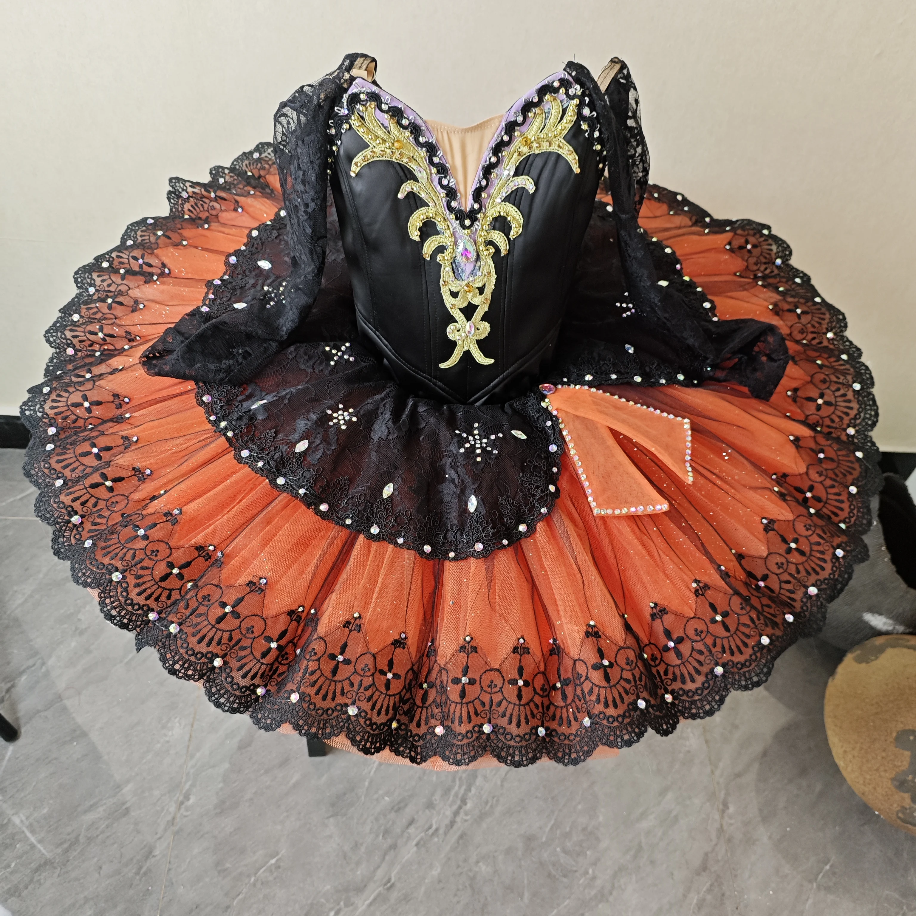 BT01567 전문 맞춤 사이즈 맞춤 색상 어린이 소녀 여성 성인 블랙 발레 튜튜 의상