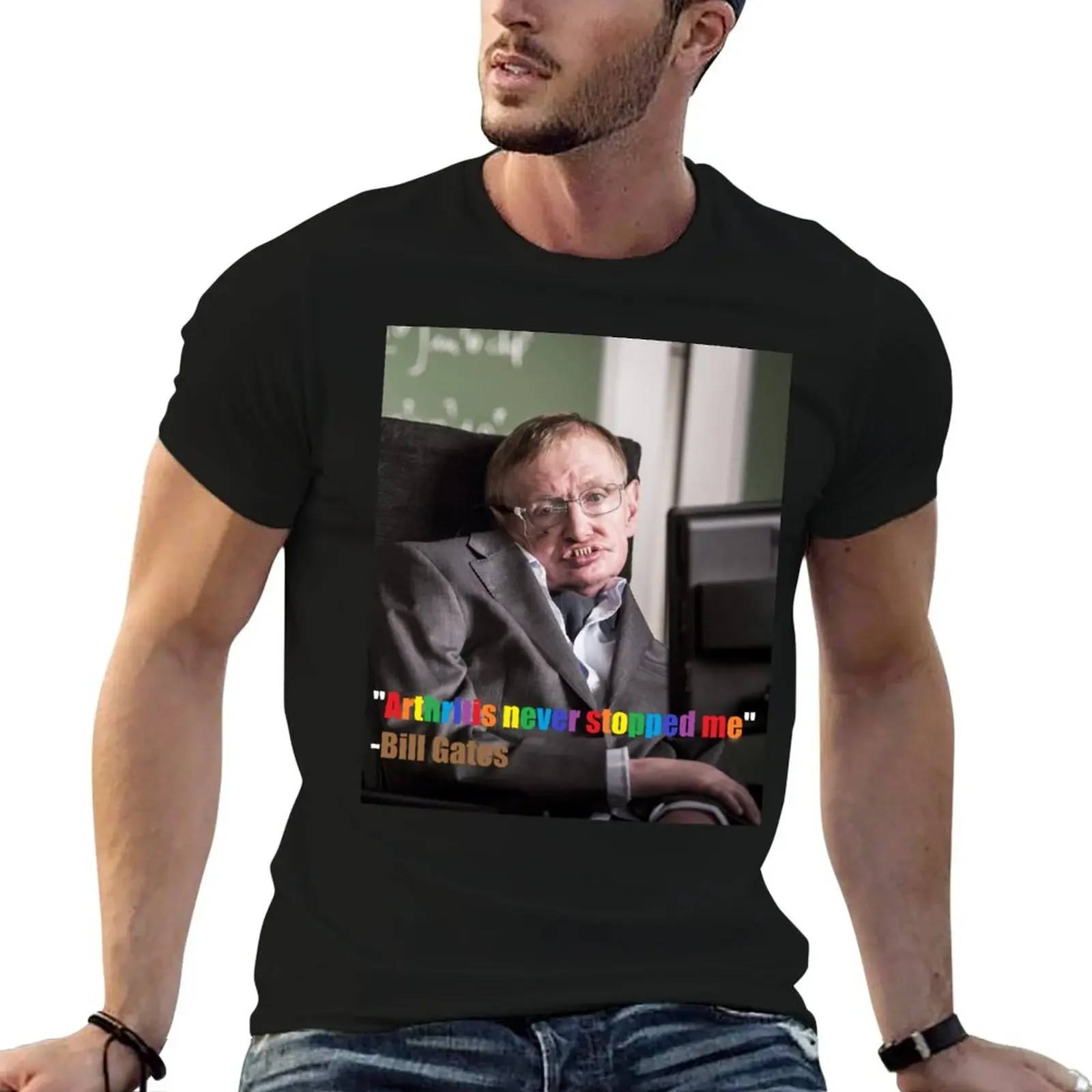 Stephen Hawking - Gates T-Shirt anime tshirt man clothes vintage graphic tee t shirts for men cotton