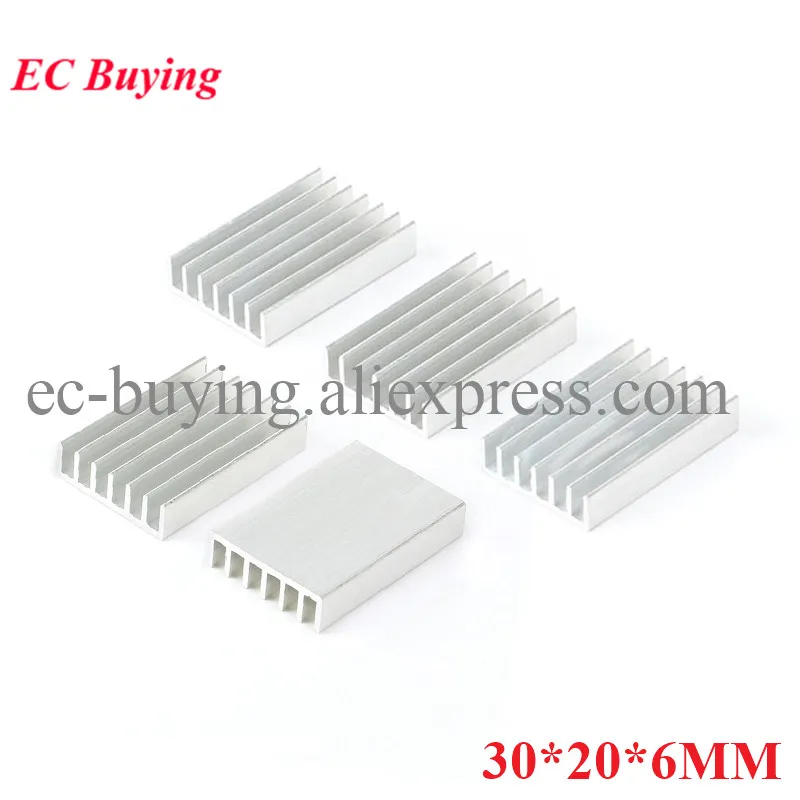 1 unidad-10 Uds disipador de calor 30*20*6mm ventilador de refrigeración del radiador disipador de calor de aluminio 30mmX20mmX6mm para Chip LED módulo de Transistor IC PBC
