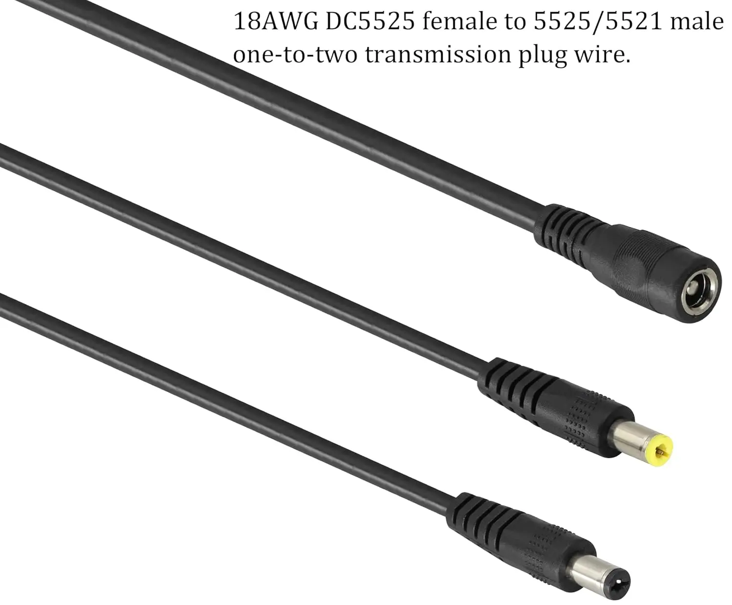 DC Power Y Splitter Cable 5.5mm x 2.5mm Female to 5.5mm x 2.5mm & 5.5mm x 2.1mm Male 18AWG 12V CCTV Security Camera, LED Strip