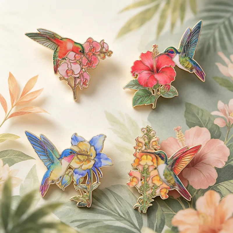 15styles Floral Bird Badges Wilflife Hummingbird Whale Pegasus Parrot Pin Sweet Animal Brooch Gift Nature Accessories