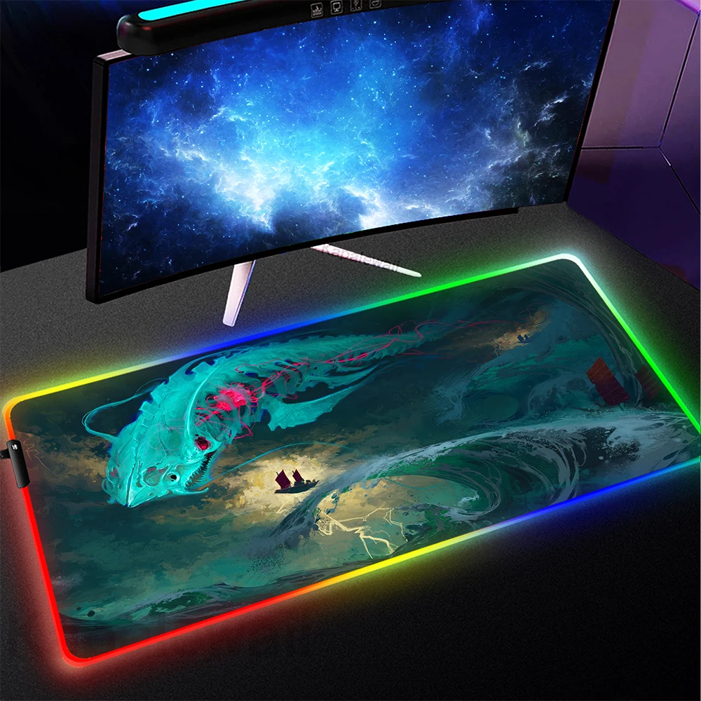 Computer Mouse Pad Gamer Mousepad Game Mouse Mat RGB Dragon Mausepad LED Desk Mat Gaming Accessories Carpet Keyboard Pads