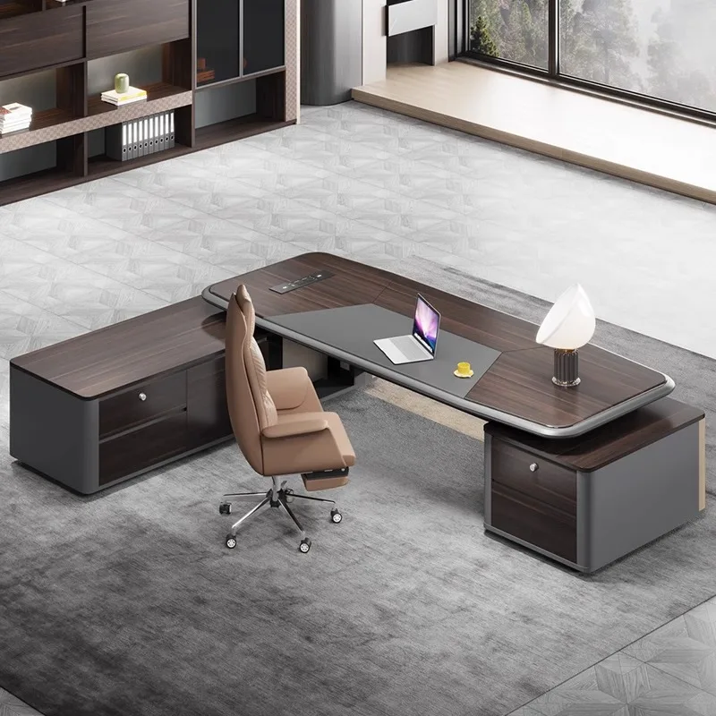 Boss desk office combination, simple and modern president, manager supervisor desk light luxury large desk furniture