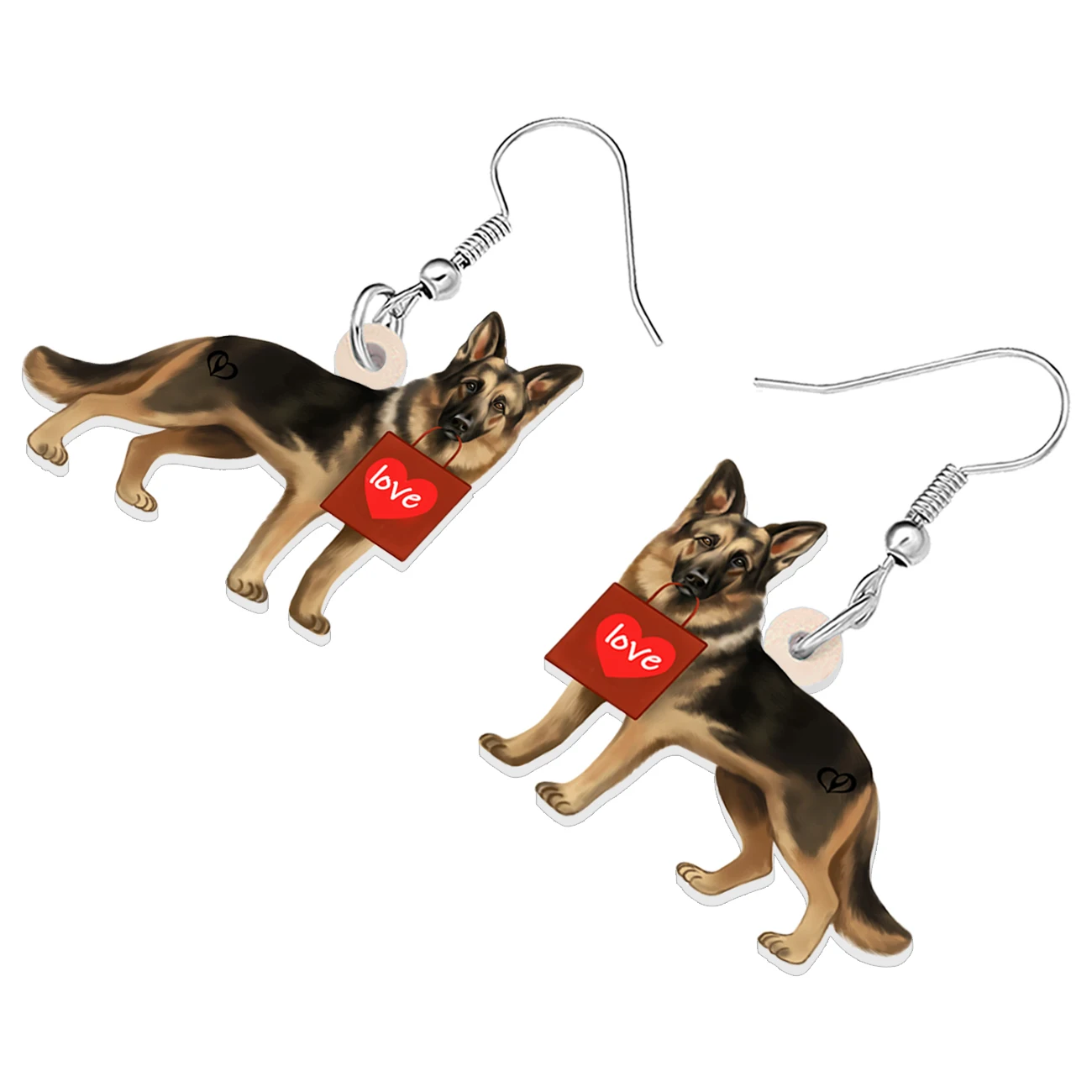 WEVENI Valentine’s Day Gifts Acrylic Fun German Shepherd Doggy Dangle Earrings For Women Girlfriend Gifts Drop Jewelry Decor