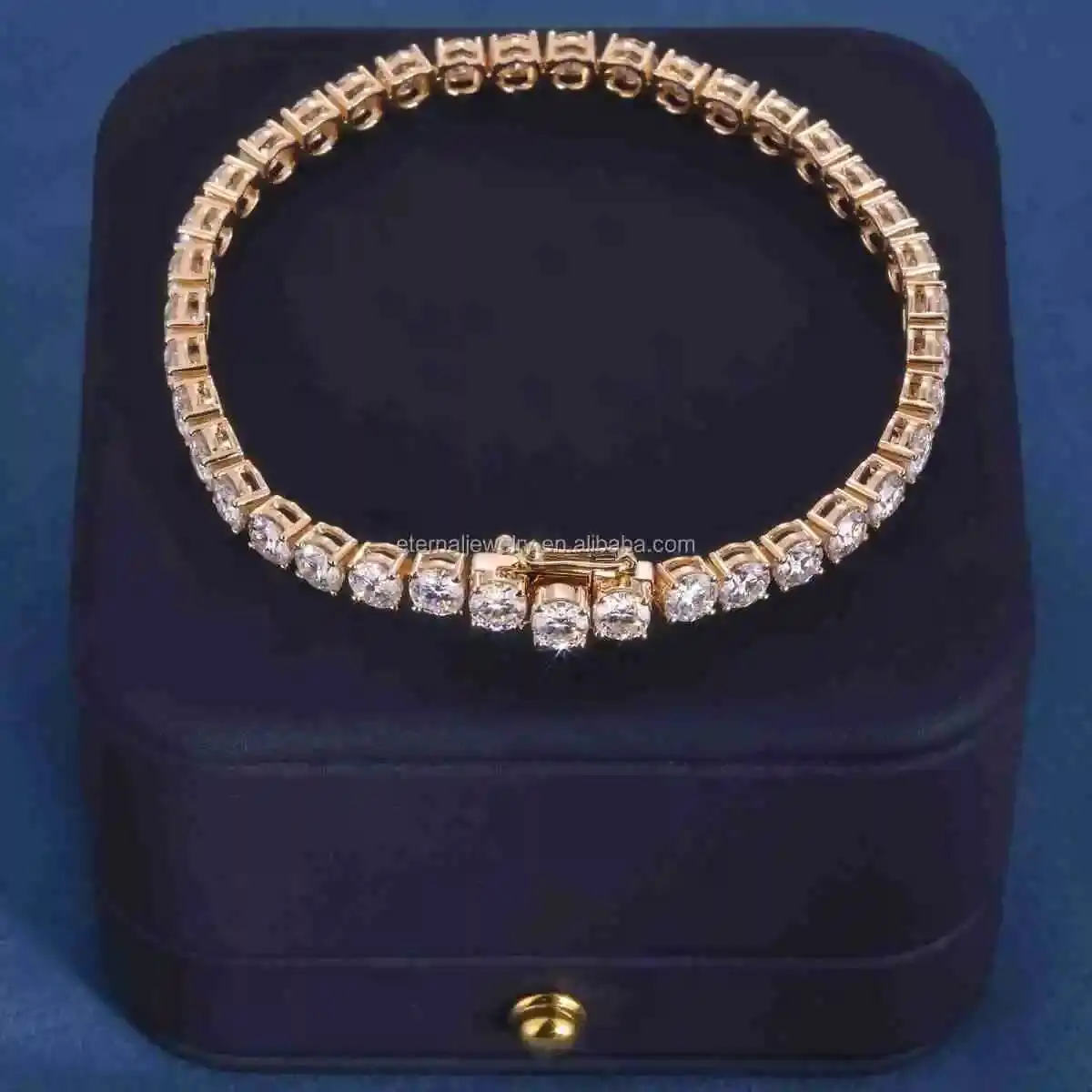 Cadena de Eslabones Tipo Tenis Personalizada de Oro Amarillo Sólido de 9K, 10K, 14K, 18K, de 6-24 Pulgadas, 2mm-6mm, con Diamantes Moissanita D VVS, Brazalete, Collar
