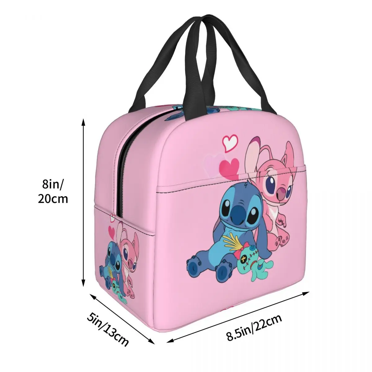 Stitch Angel Experiment 626 Insulated Lunch Bag Cooler Bag Lunch Container Leakproof Tote Lunch Box Food Storage Bags College