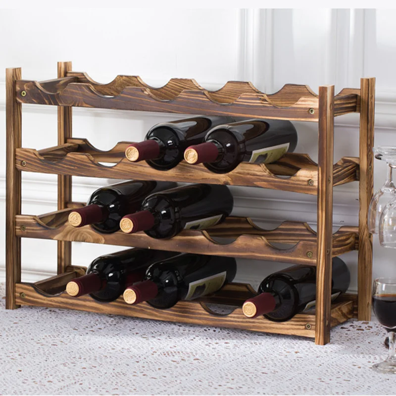 2/3 Tiers Wooden Wine Rack,Assembled Display Stand Organizer for Countertop Kitchen Pantry,Wine Storage Shelf Bar Accessories