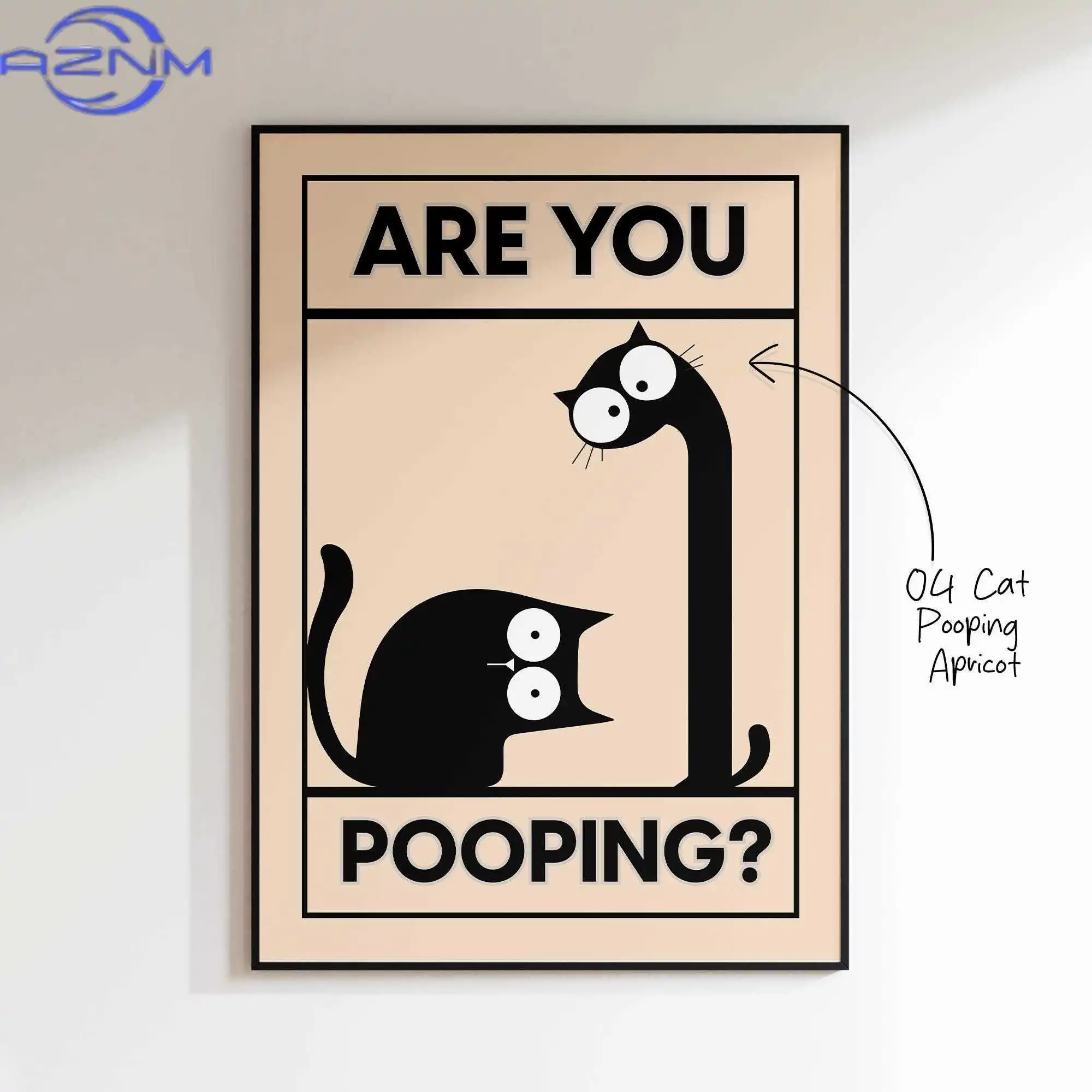 AZNM Funny Cat And Dog Bathroom Poster: 