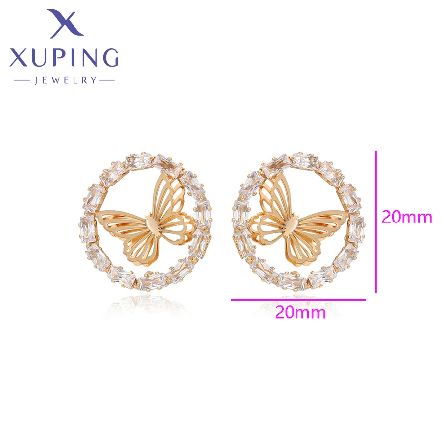 Xuping Jewelry Fashion Earring Charm Simple Butterfly Stud Earrings for Women of Gold Color Party Birthday Gift X000682903