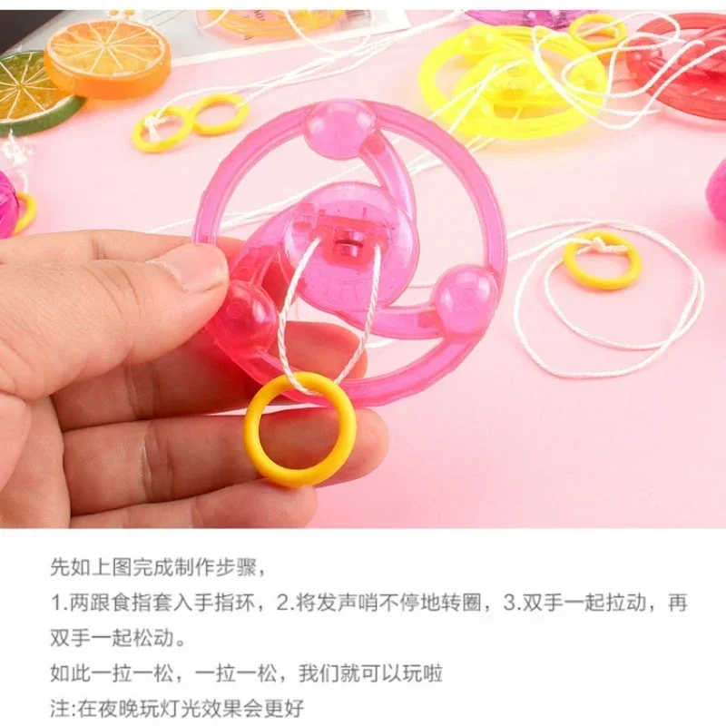 Hot Sale Luminous Wheels Toys Luminous Hand Pull Luminous Flashing Rope Flywheel Toy Led Light Children\'s Toy Novelty  Gyro Gift