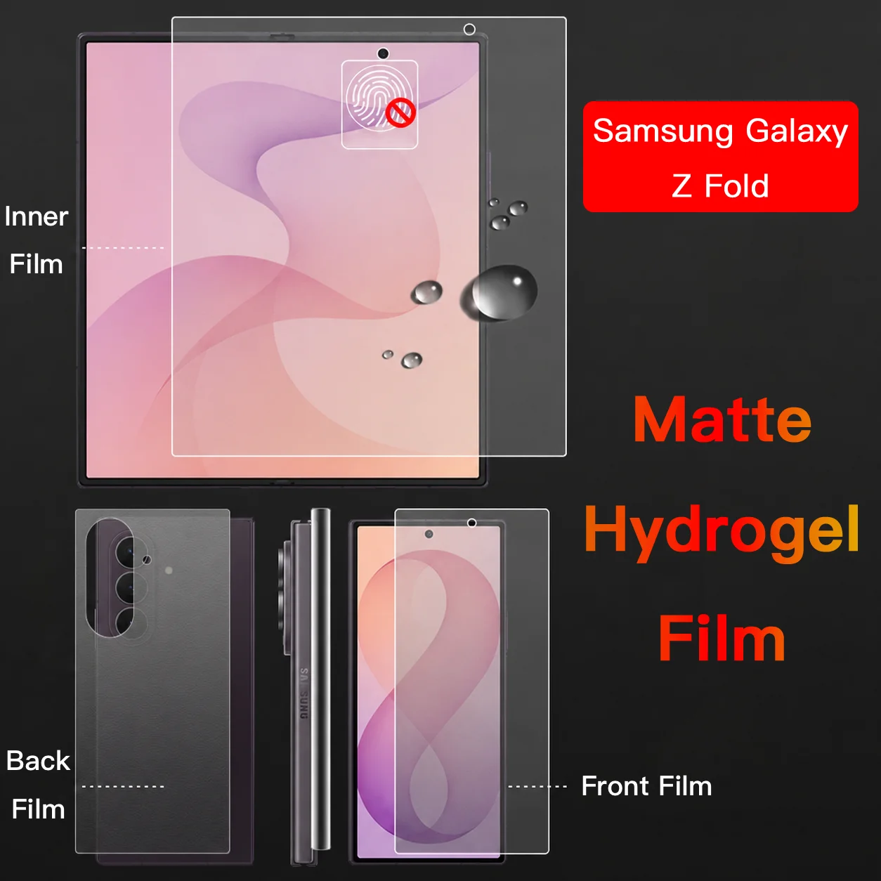 Matte Hydrogel-Folie für Samsung Galaxy Z Fold 8 7 6 5 4 3 SE 5G Innen- und Außenscharnier-Aufkleber Vollständiger Weicher Bildschirmschutz
