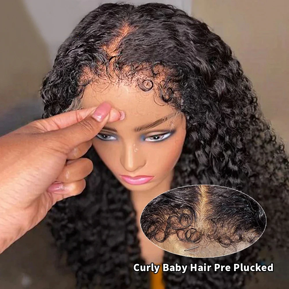 

5x5 Glueless Wig Deep Water Wave Curly Human Hair 200% Density Natural Color Brazilian Lace Closure Wigs Pre Cut Ready to Wear