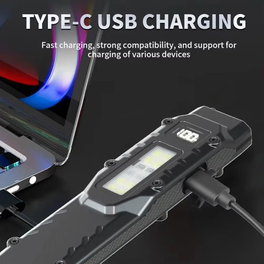 Digital Display LED Ultra-thin Flashlight Portable IPX4 Waterproof Mini Camping Light Rechargeable Double Switch