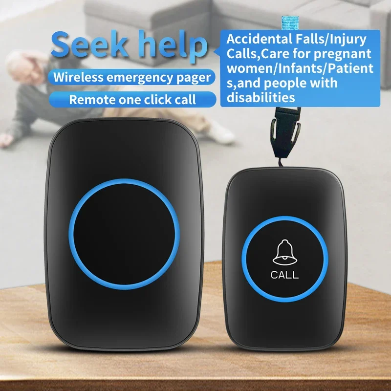 CACAZI Elderly Pregnant Women Caregiver Pager SOS Nurse Call Emergency Medical Alert System for Seniors Patients Elderly At Home