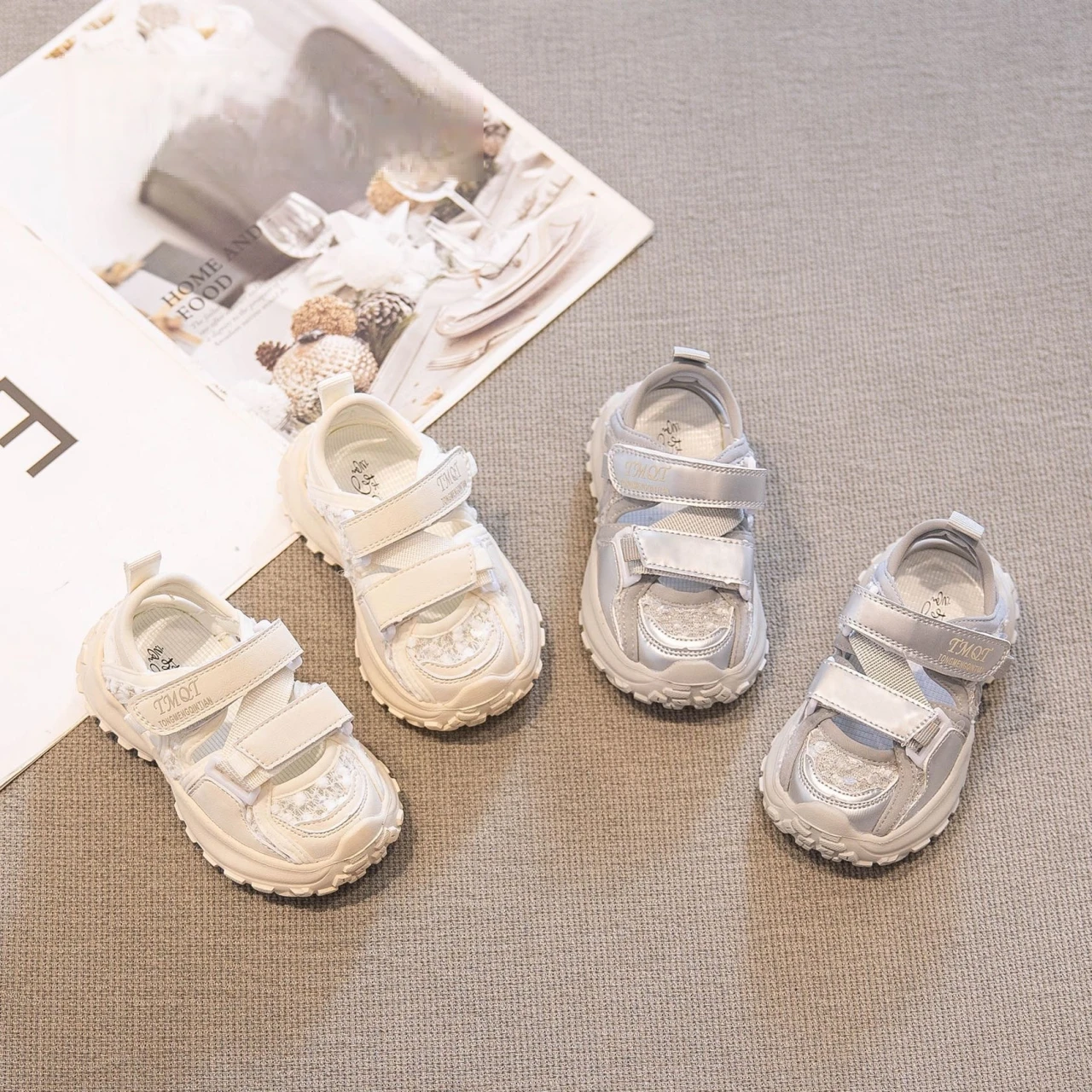 

Girls Sports Sandals Mesh Lace Sweet Children Running Shoes Non-slip Soft Sole 2025 Summer Kids Princess Shoes Sneakers Trendy