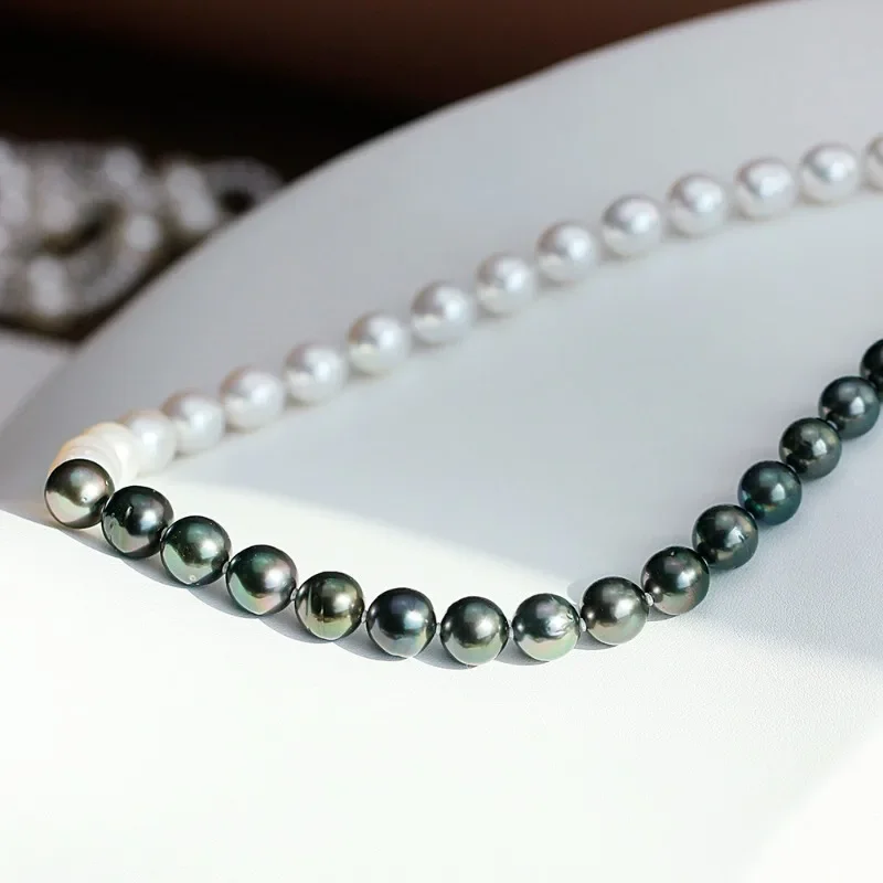 

Natural 10-11mm White Black Pearl Necklaces for Women Pearl Jewelry Silver 925 Necklace