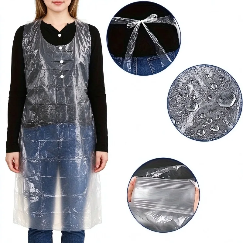 25/50/100PCS Disposable PE Apron for Cooking Dining Barbecuing Painting, Household Chores Outdoor Activities Picnics