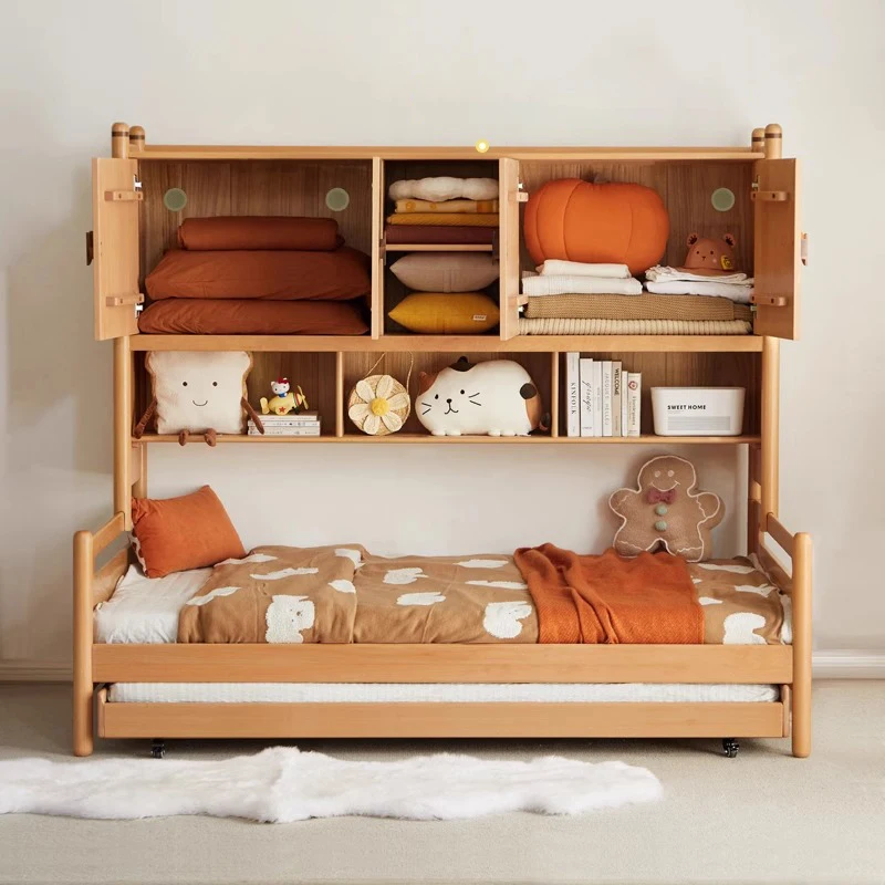 #  With Integrated Storage Cabinet | Multi-Functional Children's Bed With Shelves And Drawers