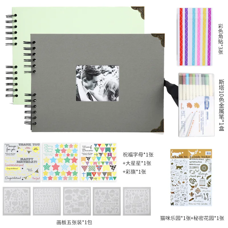 

40 sheets /80 black pages book 29*21.5cm photo albums with window cover A variety of accessories to choose memories o