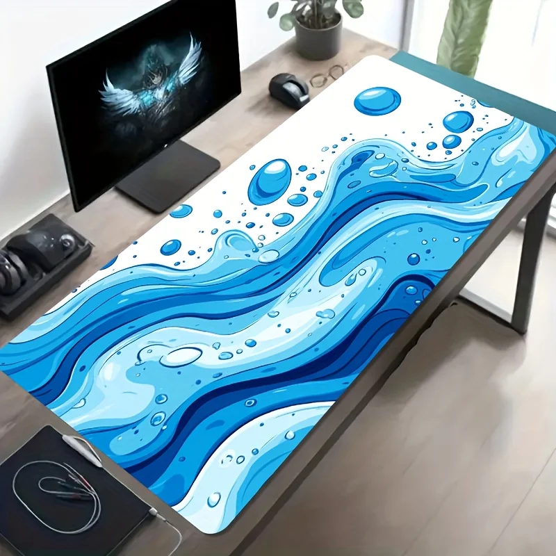 CIFBUY Large Gaming Mouse Pad Blue Water Ripple Bubble Non-slip Washable Rubber Base Oversized Desk Mat Office Computer Decor