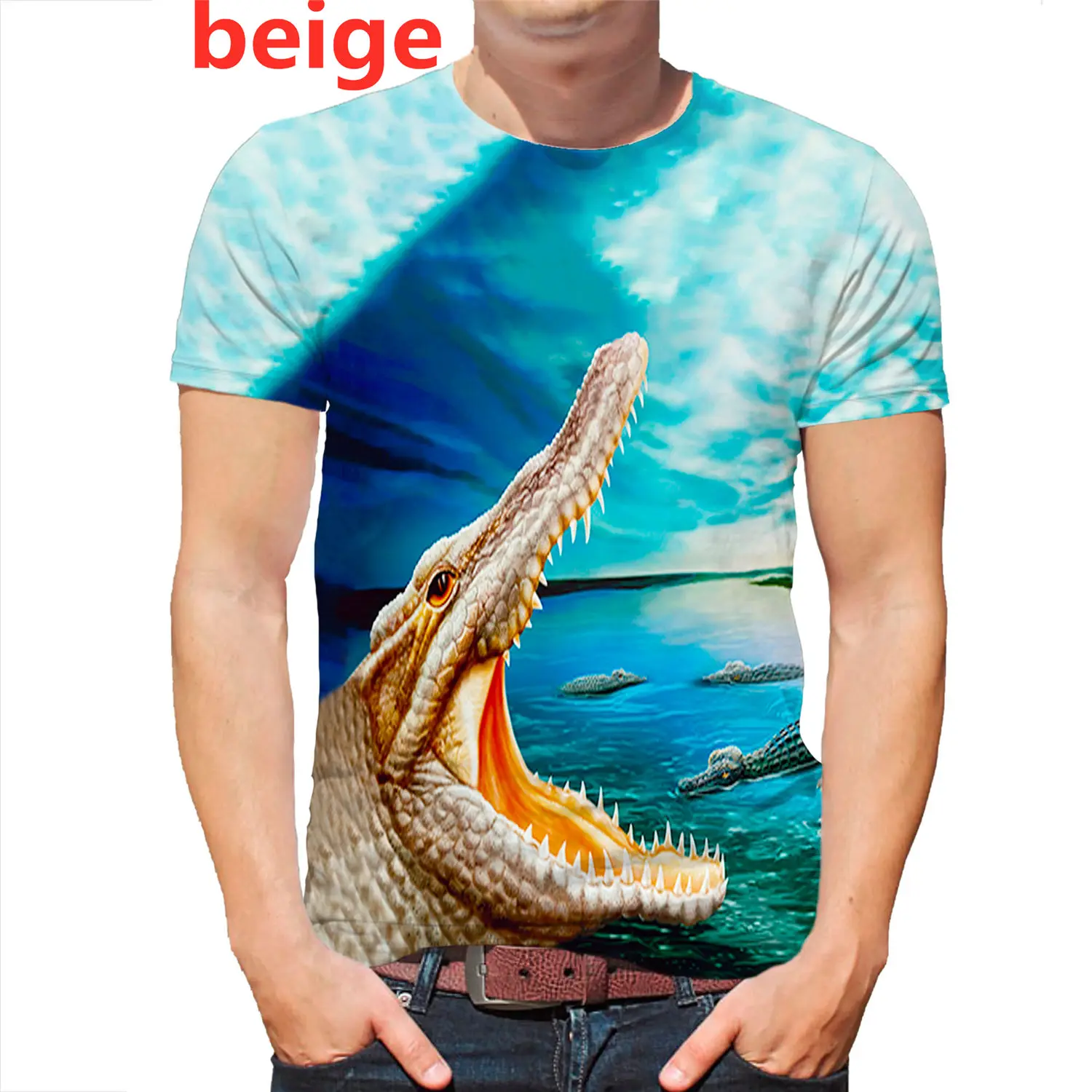 Summer Sea Animals Crocodile 3D Printed Fish T-Shirt Top Hipster Tee Shirts Men Short Sleeve Tops