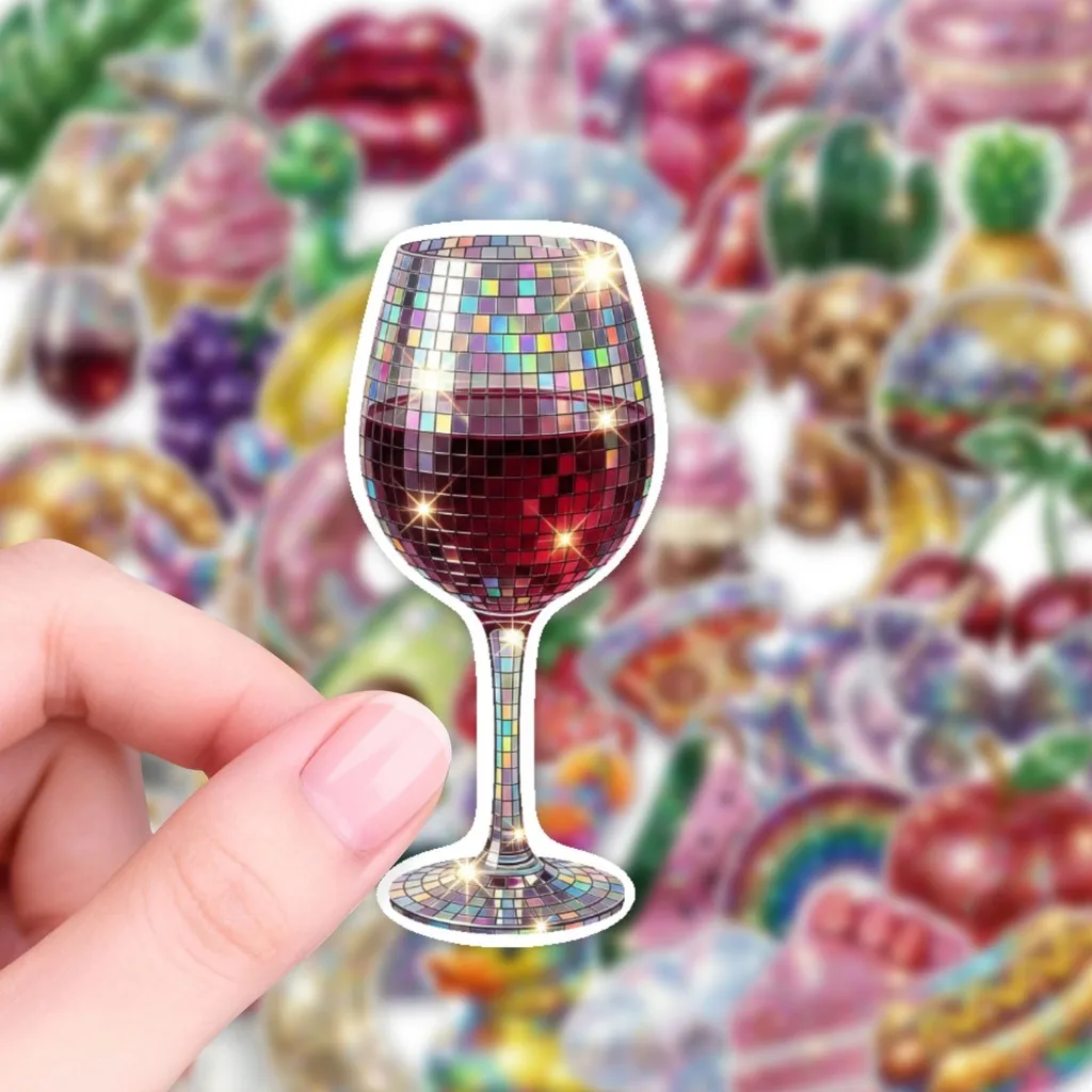 50Pcs European Glitter Disco Style Stickers Shiny Sequins Decals For Scrapbook Luggage Water Bottle DIY Giajar Sticker Store - view 6