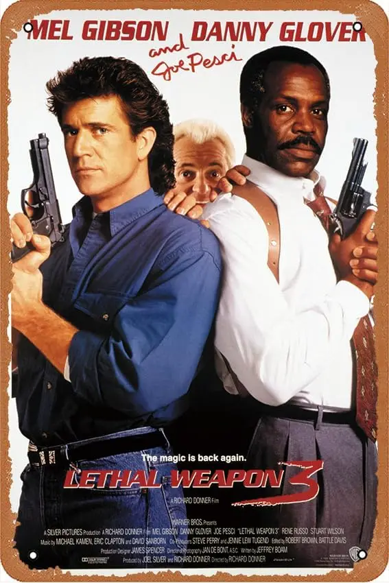 Lethal Weapon 3 1992 Metal Retro Tin Sign Wall Decoration 12 x 8 inches Movie Poster Vintage Look