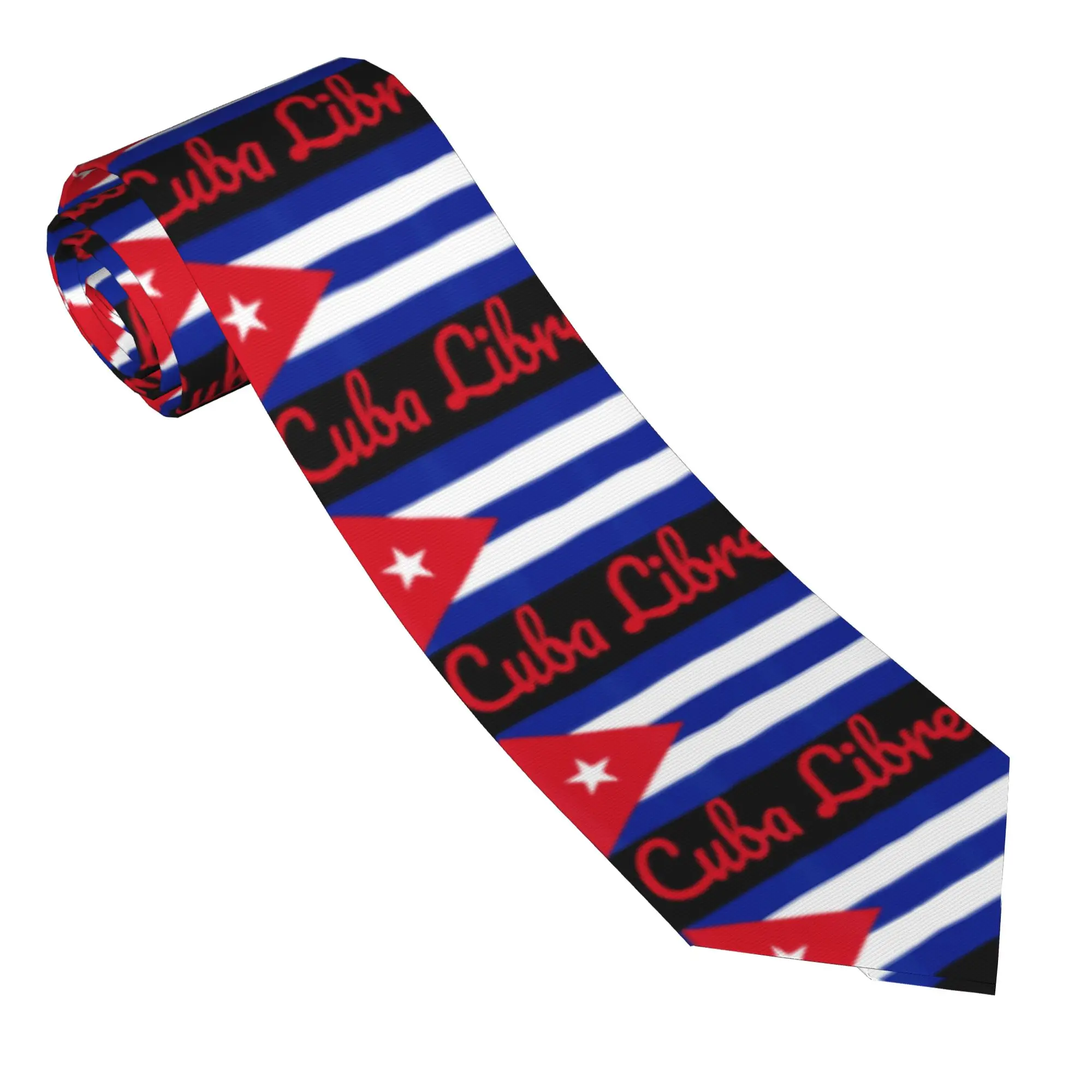 Mens Tie Cuba Libre Cuban Flag (2) Neck Ties  Cool Fashion Collar Tie Custom Daily Wear Party Quality Necktie Accessories