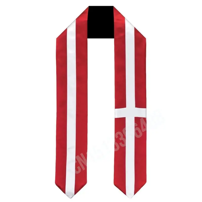 Denmark Flag Scarf Top Print Graduation Sash Stole International Study Abroad Adult Unisex Party Accessory