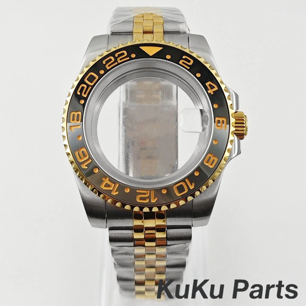 

Золотой корпус 40 мм для часов с механизмом NH35, браслет «Джубиле», сапфировое стекло, водонепроницаемый, для механизмов NH34, NH35, NH36, NH38, циферблат 28,5 мм, запчасть для корпуса часов Sub.